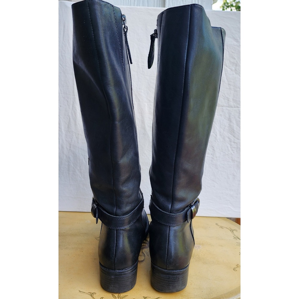 Franco Sarto US 8.5 Black Leather Tall Preppy Equestrian Riding Boots Classic - Picture 4 of 8